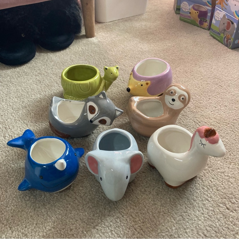 🌸 Bundle / Lot 7 Small Animal Planter Pots